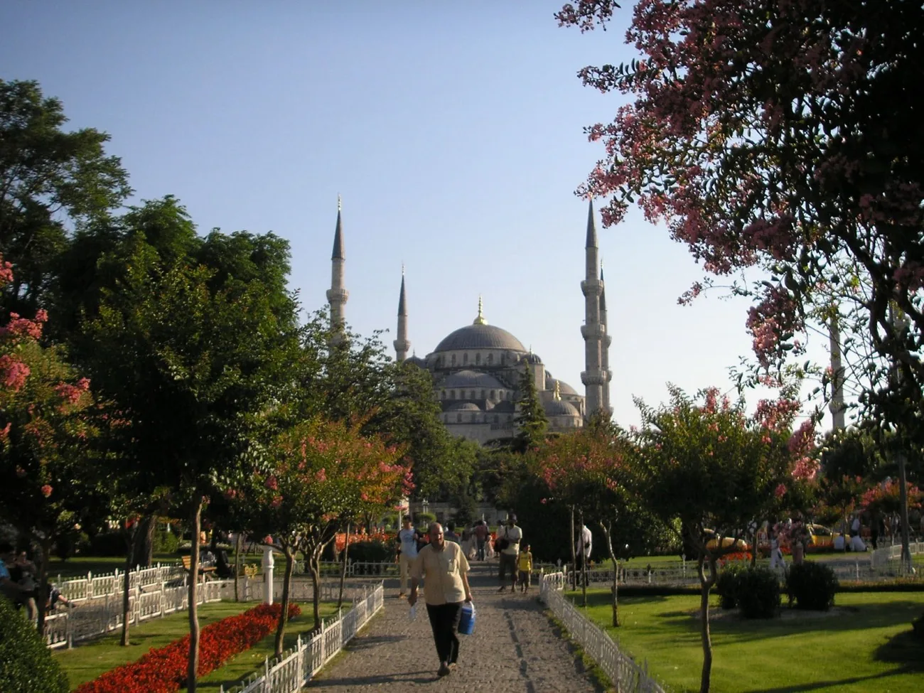 The Blue Mosque (Sultan Ahmed Mosque) with its six minarets in Sultanahmet