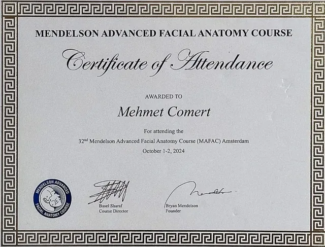 Advanced Facial Anatomy Course certificate