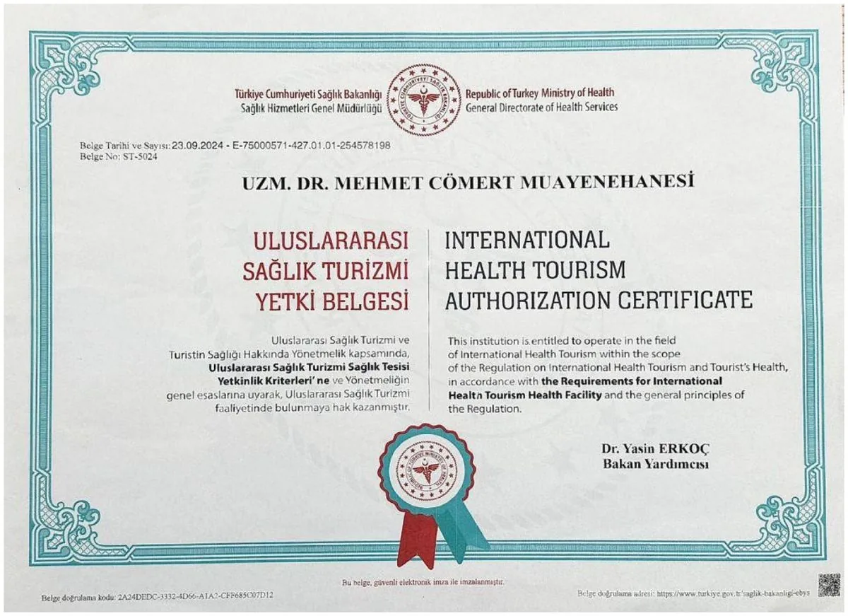 International Health Tourism Authorization Certificate